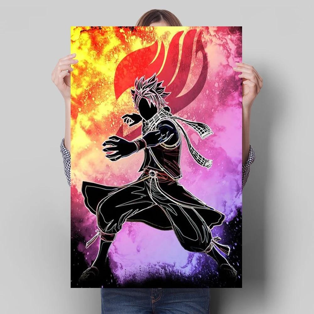 Японское аниме-персонаж, украшение, фреска, плакат «Хвост феи», холст, живопись и настенные художественные принты для детской комнаты для современного домашнего декора, без рамки