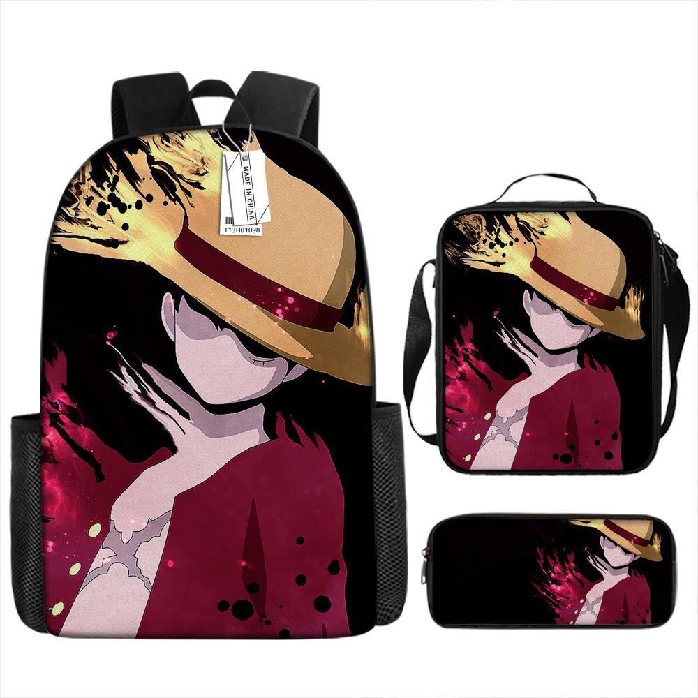Периферийный Рюкзак Школьный Студенческий ONE PIECE Мультяшный Школьный Рюкзак Детский Рюкзак Ранец из трех частей
