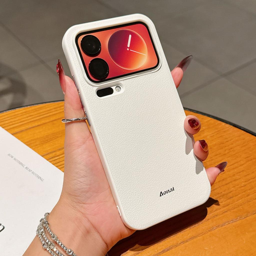 Применимо к чехлу для мобильного телефона Xiaomi 17Promax Redmi K90 с узором из личи-кожи 15U металлический ободок для камеры противоударный защитный чехол