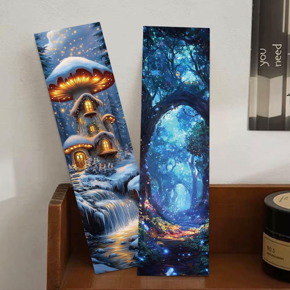 30PCS Mysterious Forest Bookmarks Paper Fairy Gifts Painting Decoration Stationary Reading Book Page Markings Card Bookmark