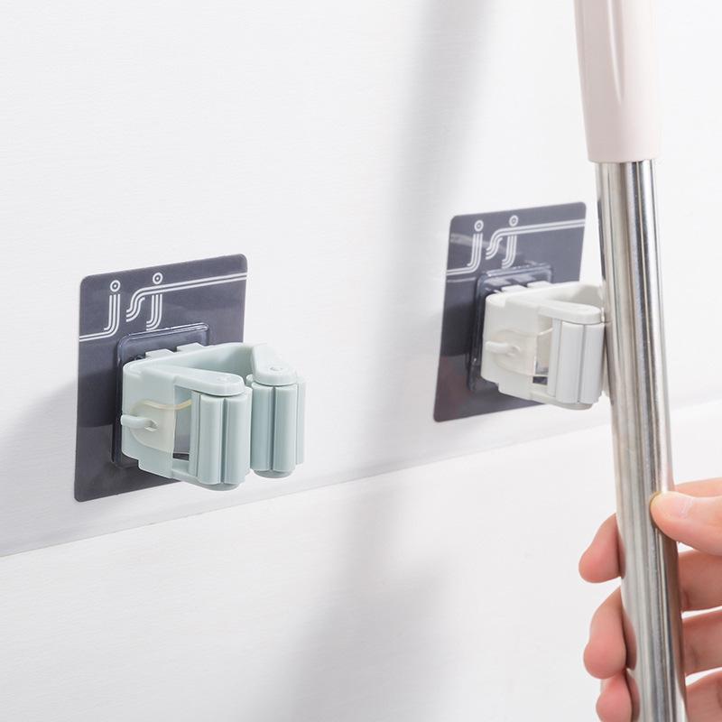 No-Punch Wall-Mounted Mop Holder & Storage Hanger