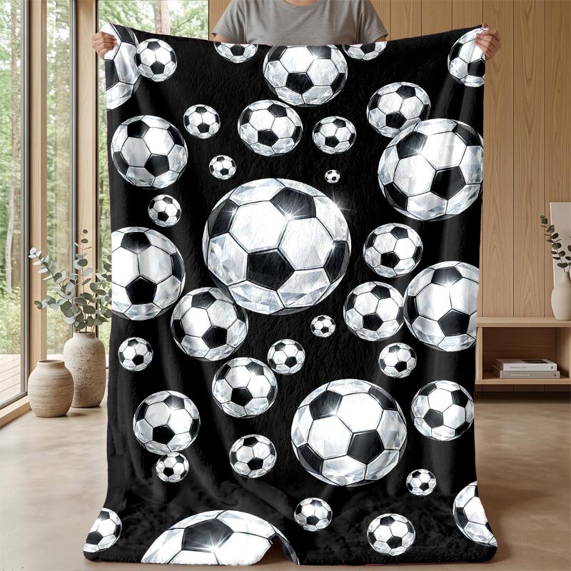 Soccer Ball Lightning Energy Theme blanket Lightweight Warm Flannel Blanket Decorative Throw Blanket for Home Decoration