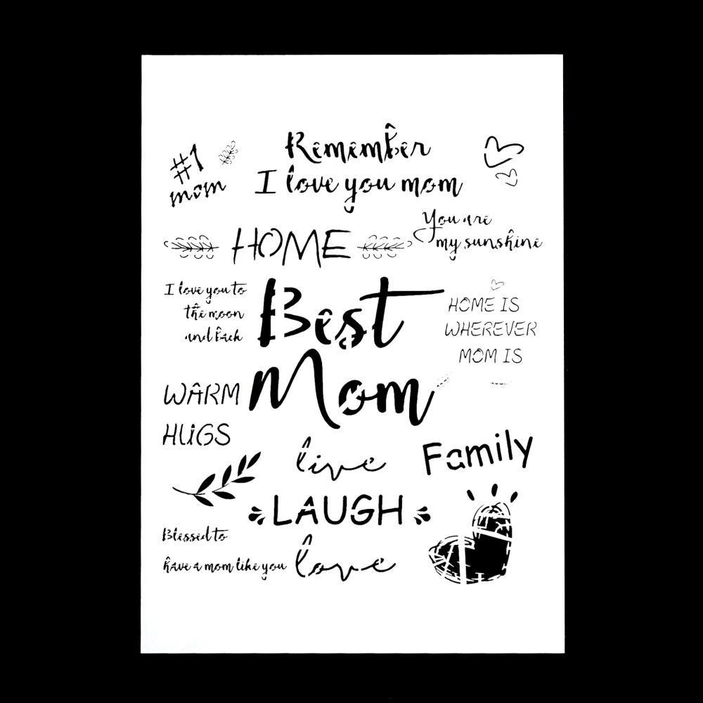 A4 Size Decorative Reusable Mom Stencil Template Painting Stencils for DIY Crafts Scrabooking Painting On Wood,Canvas,Floor,Wall and Tile