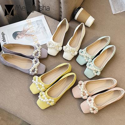 Модные туфли на плоской подошве с рисунком змеи, женские милые балетки с бантом из жемчуга, лоферы, мягкие складные мокасины, женские балетки большого размера