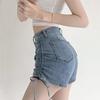 Drawstring Denim Shorts for Women In Summer, Sexy High Waisted A-line Shorts Women Fashionable Slimming Leggings