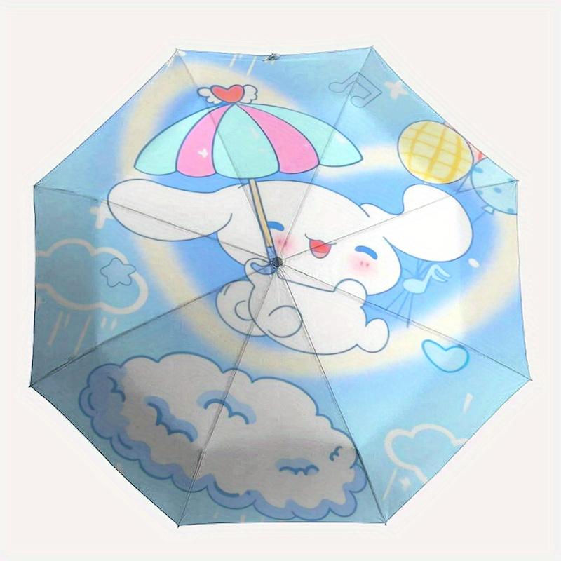 1pc Happy Cinnamoroll Sanrio Cartoon Umbrella, Portable 3-Fold Compact Umbrella, Suitable for Camping, Hiking and Travel, Ideal Easter Birthday Gift f