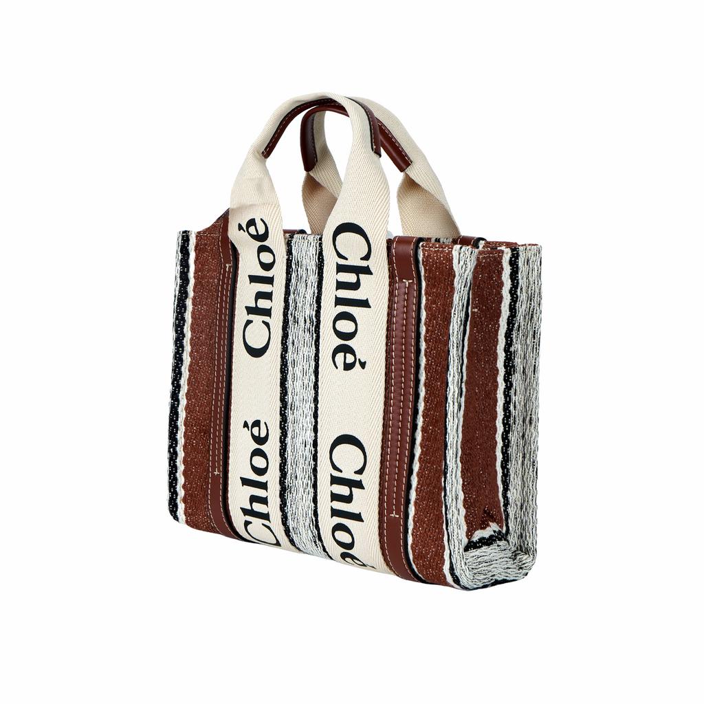 Chloe Woody Logo Print Interlaced Design PU Tote Bag Women Tote Bags Multicolor CHC22-SS397G44-27S