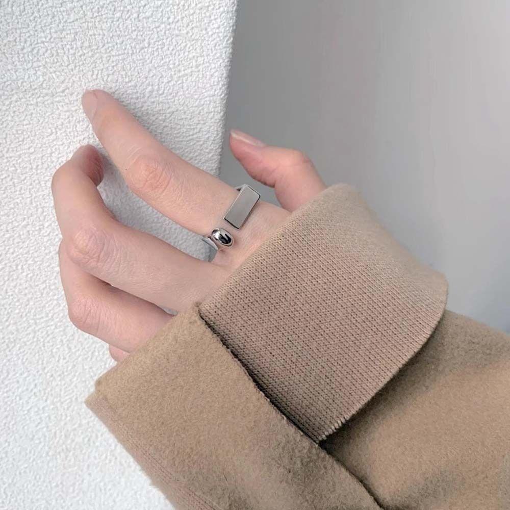 Metal Geometric Opening Square Open Rings Jewelry Accessories Square Zinc Zinc Alloy Ring Square Ring  Girls