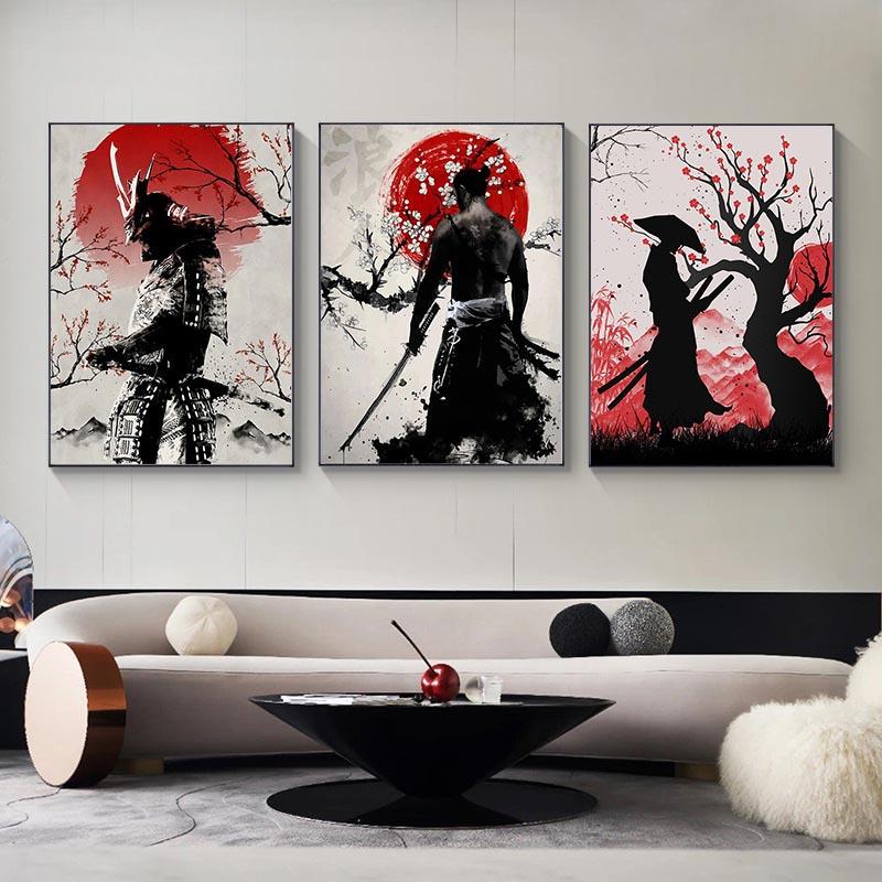 Японская живопись тушью, японские самураи, аниме, постеры и принты, холст, настенные художественные картинки для гостиной, украшения дома