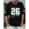 Футболка мужская с принтом номера 26, спортивная футболка с коротким рукавом, винтажная футболка большого размера, 5 цветов, мужская одежда