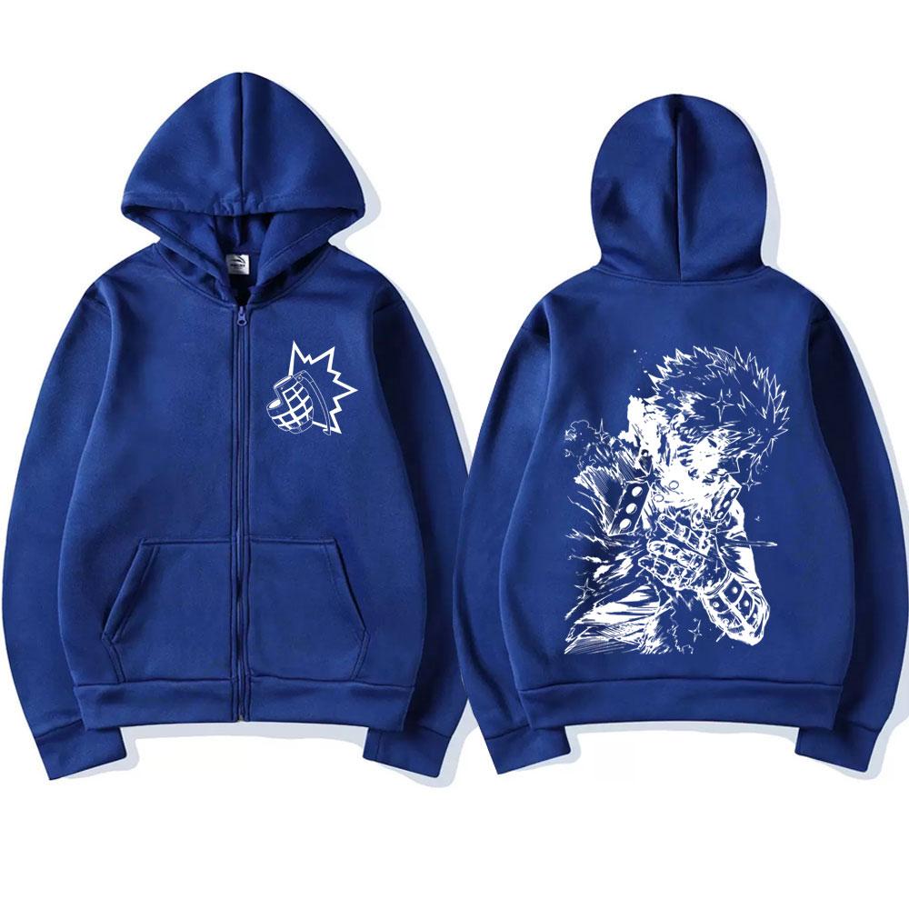 Anime My Hero Academia Bakugou Katsuki Zipper Hoodies Men Fashion Long Sleeves Zip Up Hooded Sweatshirts Coats Jacket Streetwear