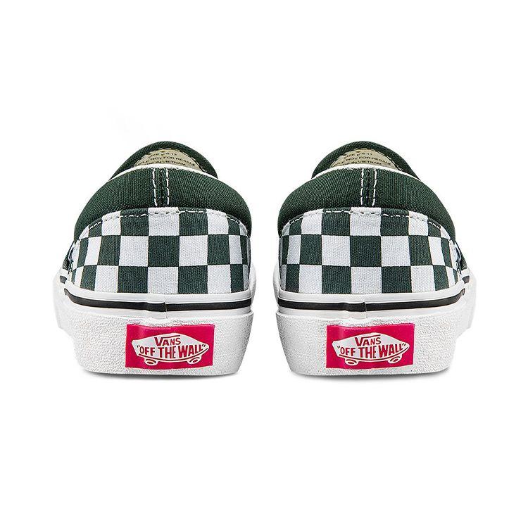 Vans Повседневные слипоны Прочные Легкие Низкие Детские кеды для скейтбординга Зеленые Белые Шахматная клетка Детские кроссовки VN0A5KXM8CA