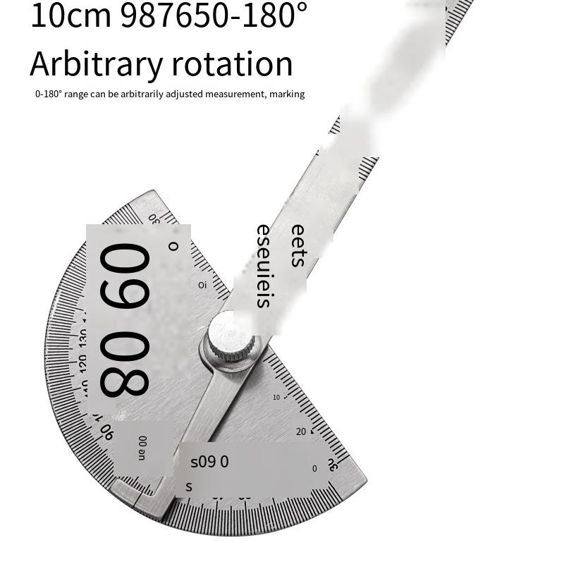 1 шт. 0-14 см Угломер Одноручный Угломер из нержавеющей стали Регулируемый на 180 градусов Полукруглый Индексный Угломер Транспортир Угломер