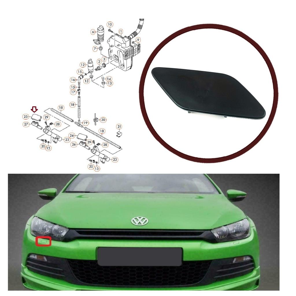 ESC ESP1018-2 Крышка омывателя фар переднего бампера, передняя правая сторона 1K8955110B 1K8955110BGRU для VW Scirocco MK3 2008-2014