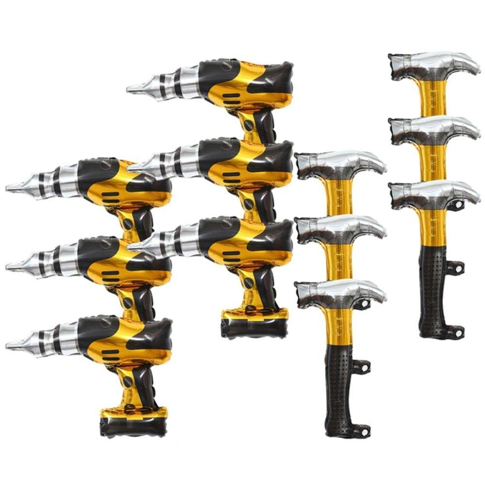 Алюминиевая пленка электрическая дрель молоток моделирование шар мультфильм рука держит шар день рождения