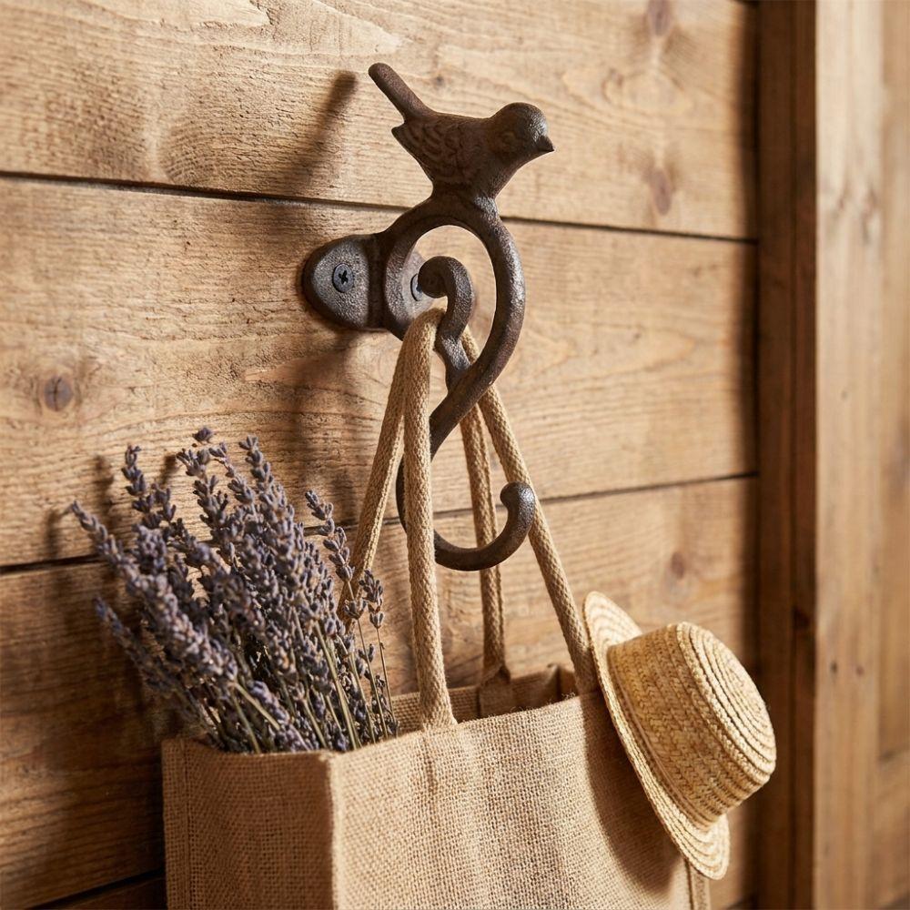 Decorative Vintage Bird Coat Hanger Rustic Entryway Key Organizer Cast Iron Wall Hook  Glove