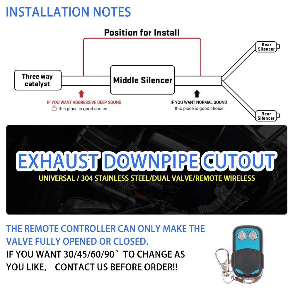 2.5 Inch/3 Inch Dual Exhaust Y Pipe with Controller Stainless Steel Silver Kit TP-1028
