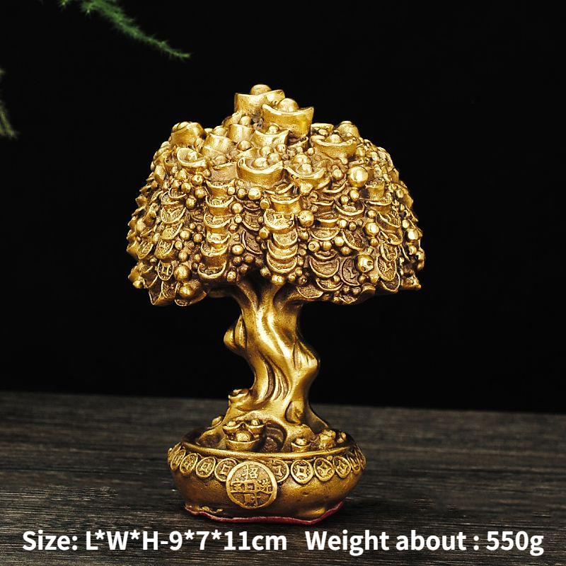 Дерево богатства из китайской чистой меди приносит удачу, денежное дерево, украшения, горшок, дерево, гостиная, офис, настольное украшение