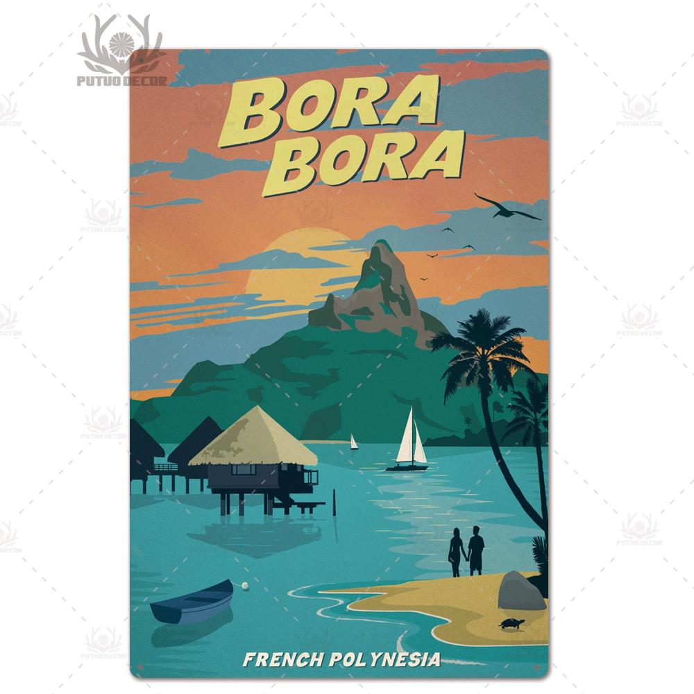 Decor Travel Tin Sign Plaque Metal Plate Vintage Wall Art Poster for Home Living Room Beach House Iron Painting