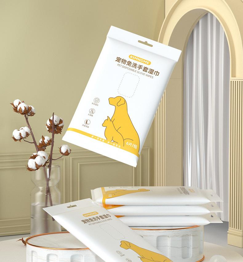 Перчатки Pet Clean Gloves 6 шт./упак. Одноразовые влажные салфетки для кошек и собак, очищающие, дезодорирующие, для купания, бесплатные салфетки для удаления пятен и масла