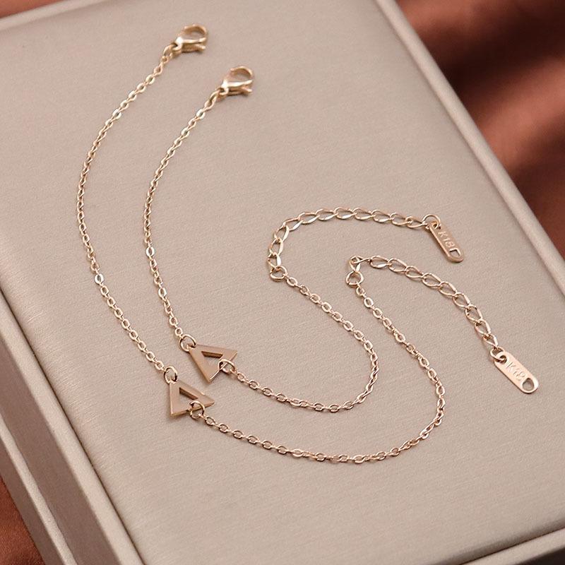 Популярный женский браслет из титановой стали с треугольным розовым золотом и нержавеющей сталью