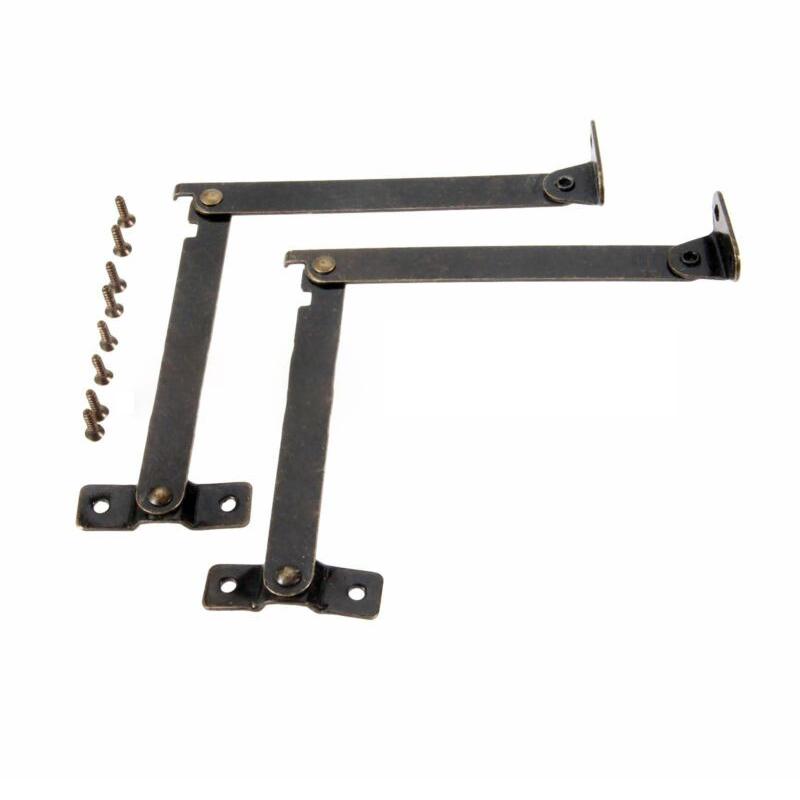 2pcs Iron Support Hinges Fixing Screws Jewelry Chests Box Lid Display Cabinet Cupboard Supporter Furniture Accessory