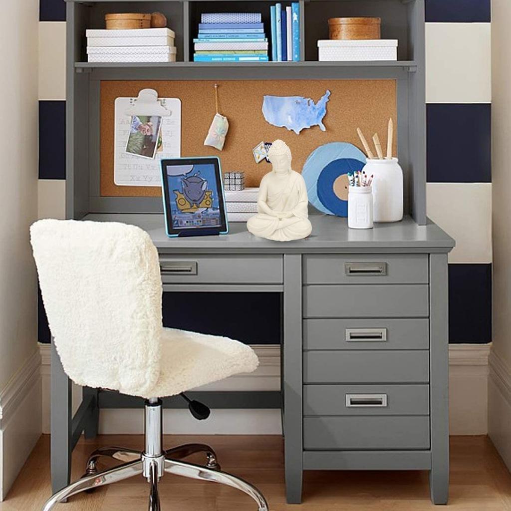 Медитирующий Будда Белый Премиум Редкая Ручная Работа Полимрамор Медитирующий Белый Будда Статуэтка Лорда/Идол, Средний Последний