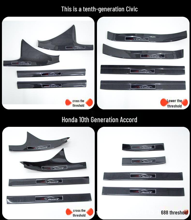 Комплект накладок на пороги и заднюю защитную пластину из углеволокна для Fit 10-го поколения