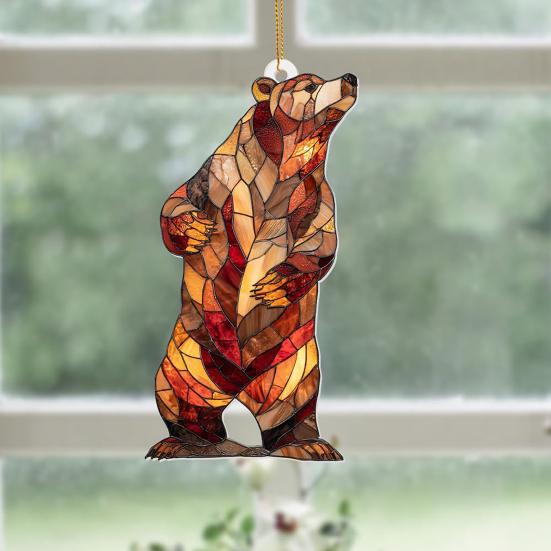 Красочный кулон в виде животного, акриловый ловец солнца, подвесное украшение на окно, 2D акриловый принт, праздничный декор для рождественской елки и дома