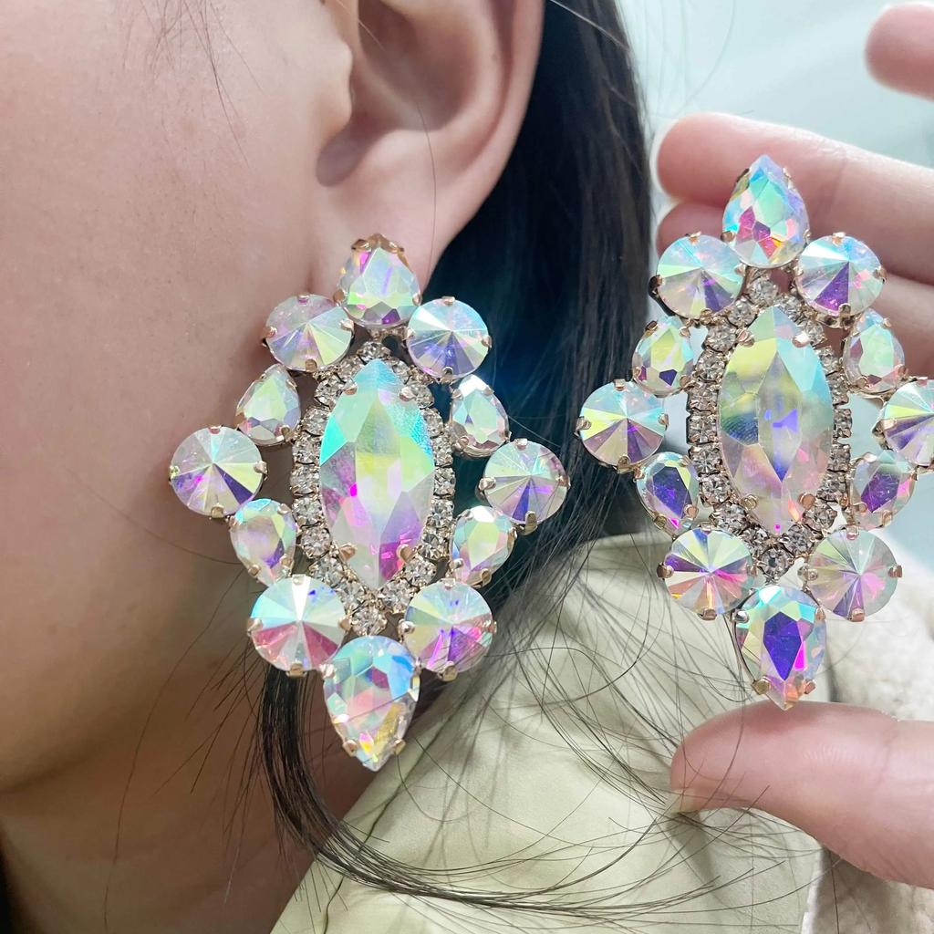 Fashion Trend Heavy Industry Earrings Women's Earrings Colored Flower Exaggerated Bridal Luxury Jewelry