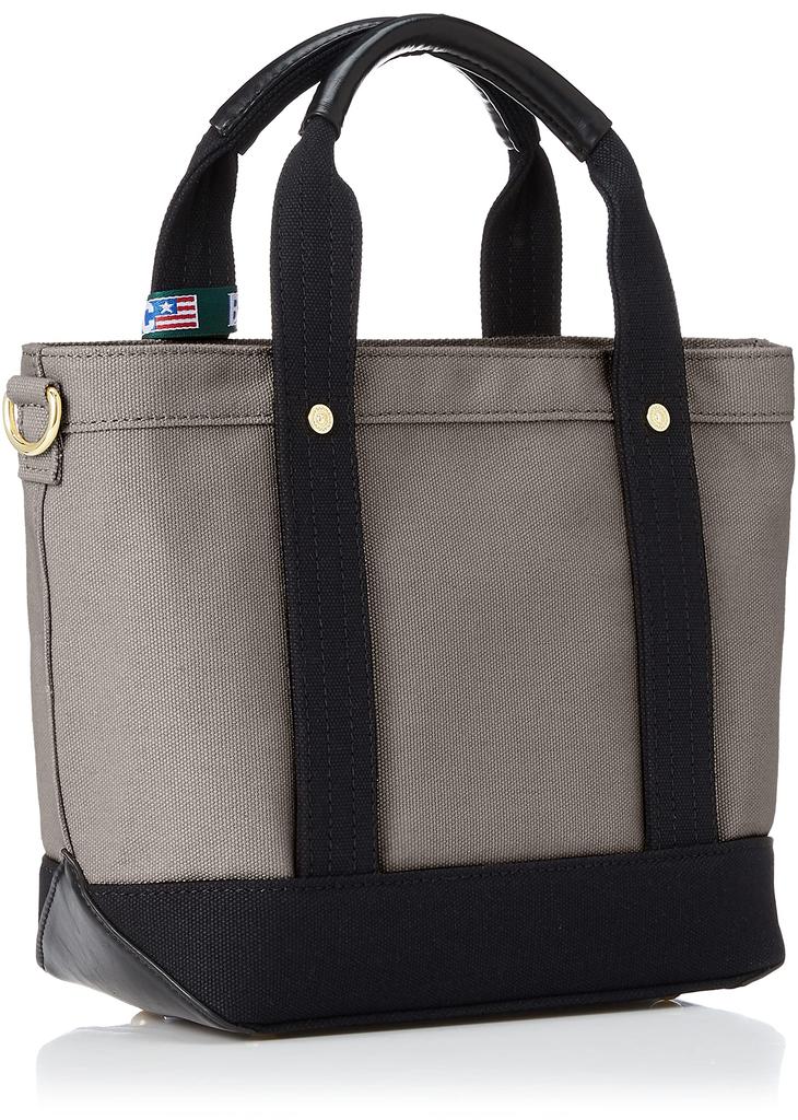 Сумка-тоут Hills Polo Canvas через плечо BH1006N Серый x Черный [Beverly Club] (с ремешком) Женский