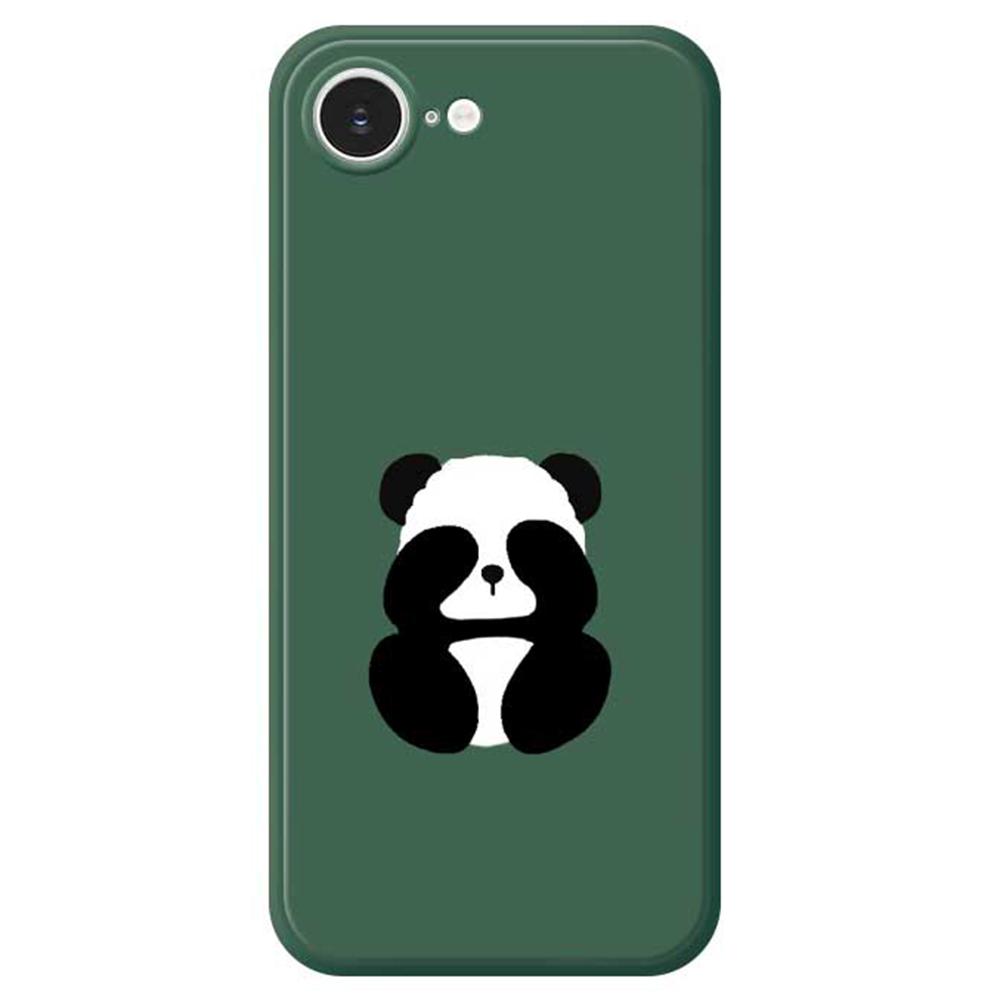 For iPhone 16e Case Blindfolded Panda Pattern Printing Straight Edge TPU Phone Back Cover