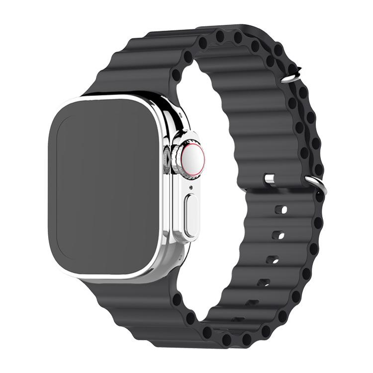 Ремешок из силикона Marine для Apple Watch S10 с двойной пряжкой для спортивных часов Ultra2