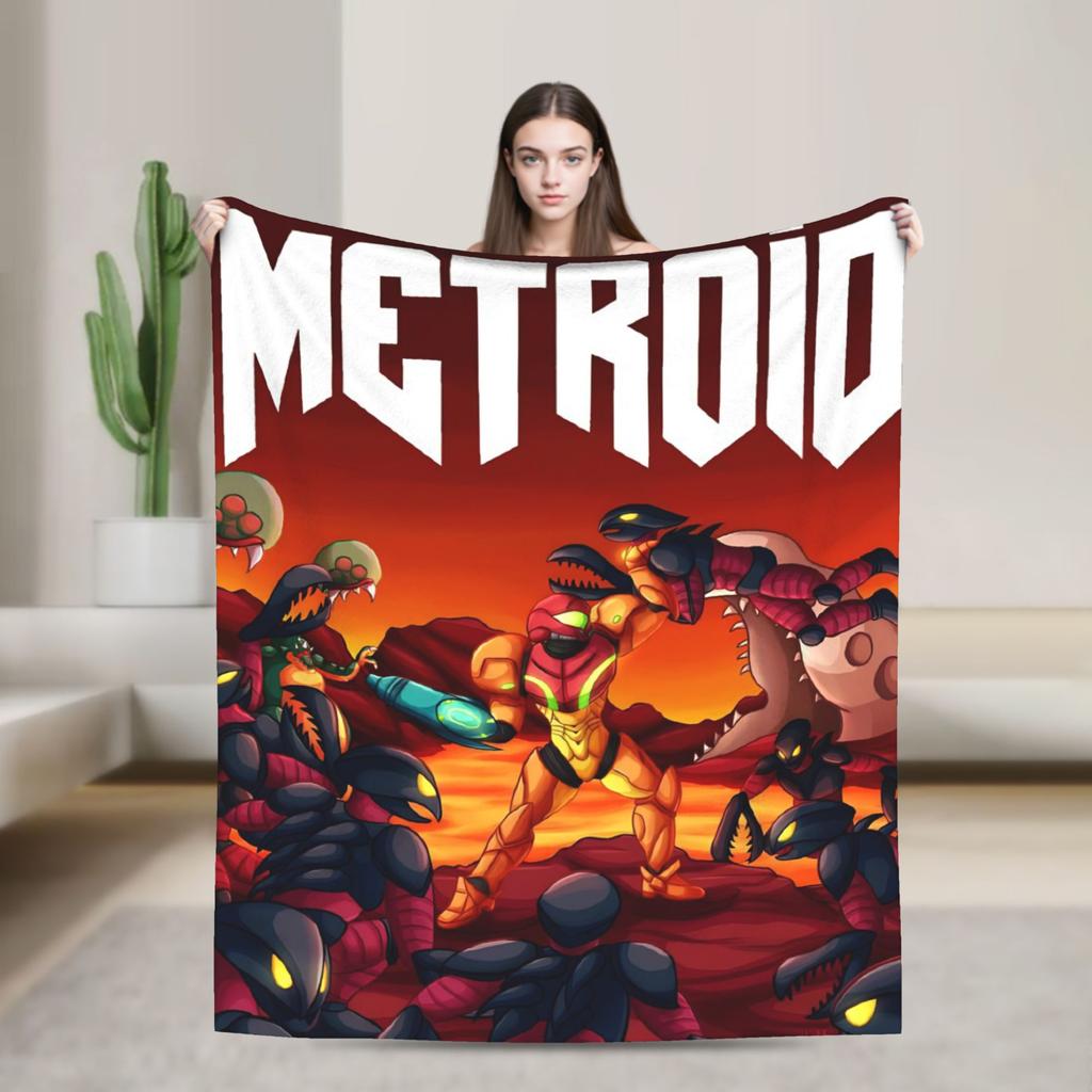 Мягкие одеяла Декоративные Герой Игры Metroids Плед Фланелевое покрывало Для дивана кресла Эстетичное Покрывало для дивана-кровати