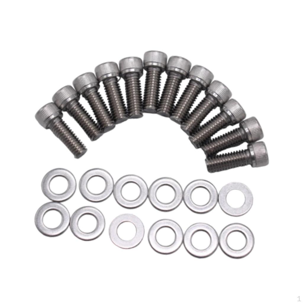 12x Exhaust Pipe Studs Nuts Fastener Bolts with Washers Hardened Sturdy 304 Stainless Steel Car