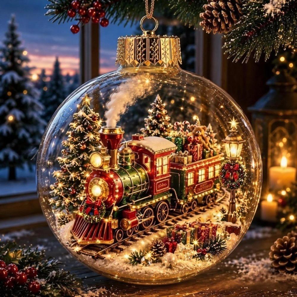 with Light Christmas Ball Ornament Acrylic Material Holiday Tree Pendant Holiday Decoration
