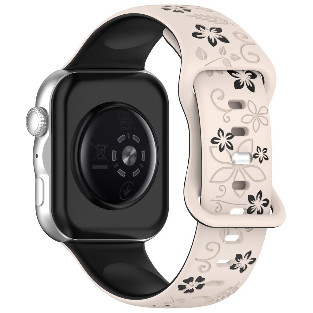 Two‑Color Embossed Floral Silicone Watch Band with Butterfly Clasp for Huawei Watch Fit 3 / 4 / 5 / 4 Pro / 5 Pro