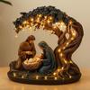 Christmas Nativity Scene Jesus Statue with Lights Christmas Decorations Tree Nativity Scene for Desk Table Shelf Mantel
