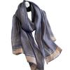 Navy Blue Shawl with Shine - Silk and Polyester, 180X90