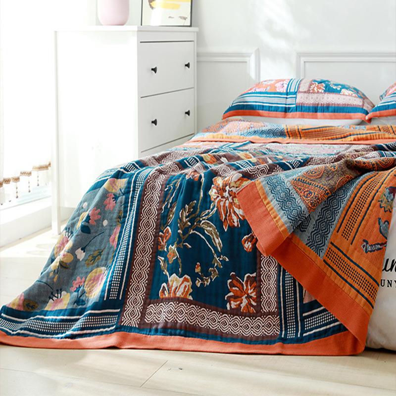 Плед в стиле бохо, хлопковая марля, этническое летнее одеяло, мягкое покрывало, двуспальное одеяло размера «queen-size» на кровать, чехол для полотенца для дивана
