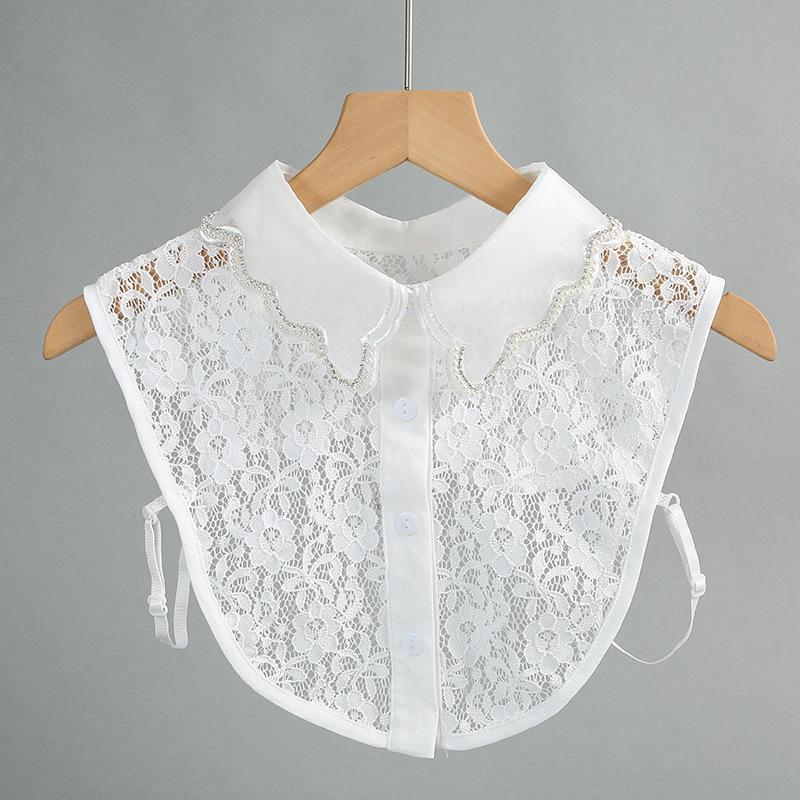 New Fake Collars Woman Vintage Half Shirt False Collar Woman Embroidery Detachable Lapel Collar Faux Col Accessories