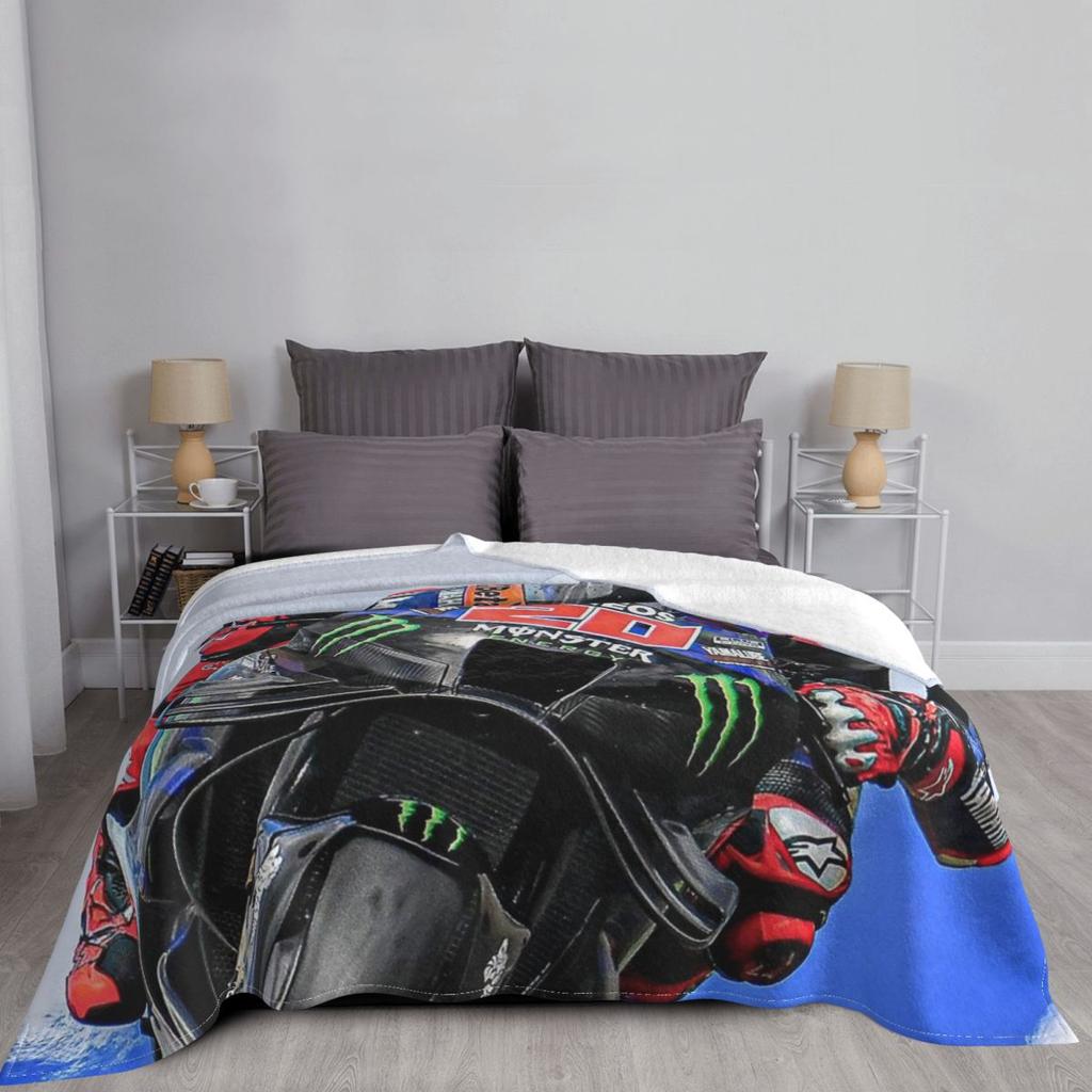 Fabio Quartararo French Motorcycle Racer Blankets Soft Warm Flannel Throw Blanket Cover for Living room Picnic Travel Home Sofa
