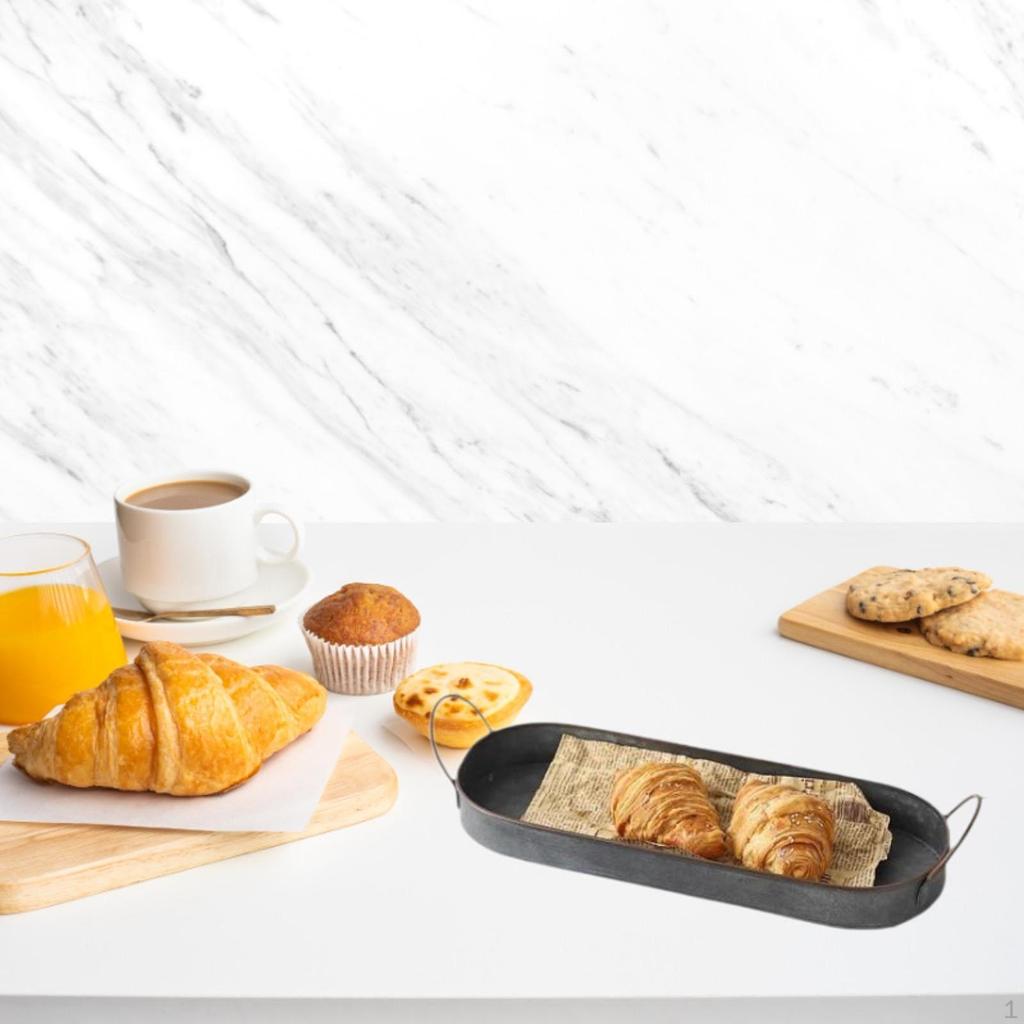 Поднос для хлеба, фруктовая тарелка, журнальный столик, декоративный универсальный с ручками, овальный, индустриальный стиль