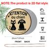 2D Flat, 1pc 7.87 Inch Round French Aluminum Sign, "Beware of Dog" Vintage Decorative Plaque, Pet Cat and Dog Reminder Decorative Art, Suitable for