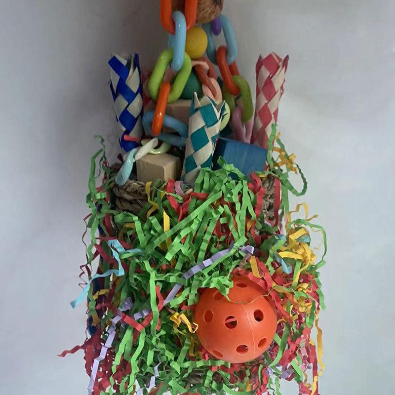 Parrot toys Halloween style gnawing nut colored paper woven puzzle bird cage accessories bird toys