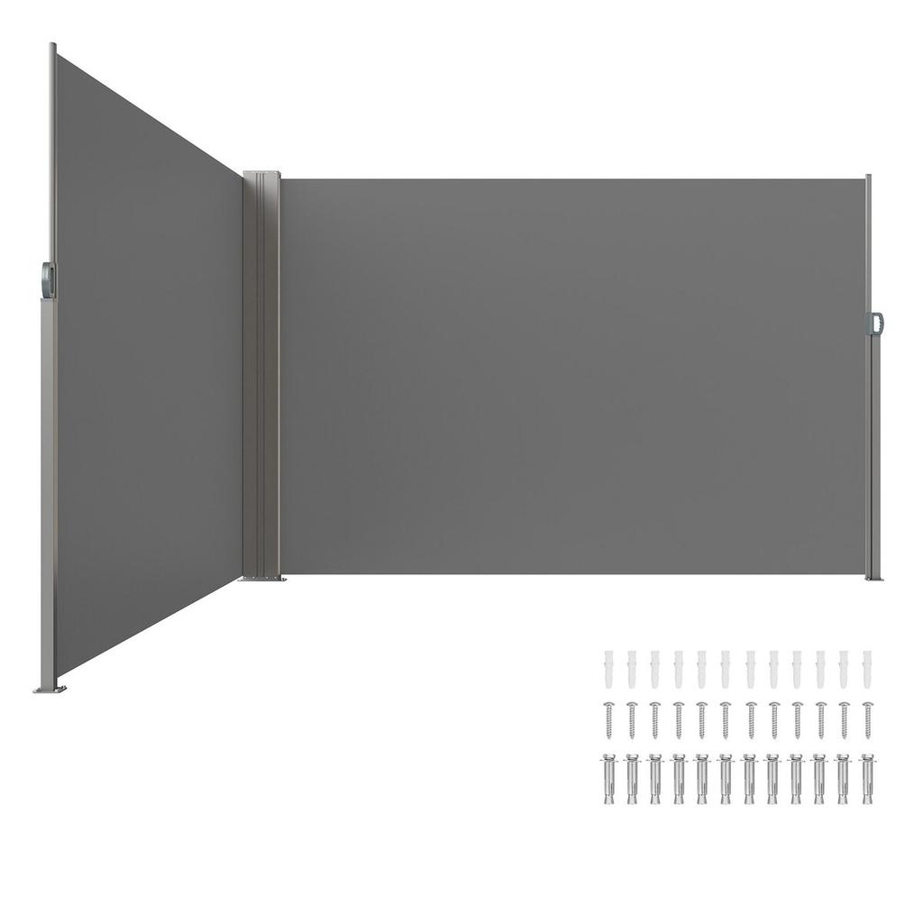Retractable Side Awning, 79''x 236'' Outdoor Privacy Screen, 180g Polyester Water-proof Retractable Patio Screen, UV 30+ Room Divider Wind Screen for