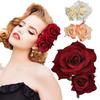 Фестивальная заколка для волос с двойной розой, свадебные аксессуары, свадебный цветок, заколка для волос, украшения для волос подружки невесты