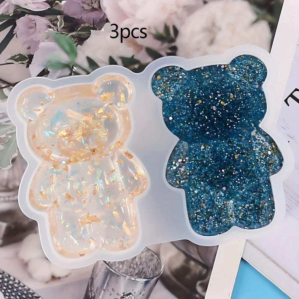 1pc/3pcs/5pcs DIY bear casting mold, silicone resin epoxy bucket mold, agate crystal epoxy resin pendant casting mold