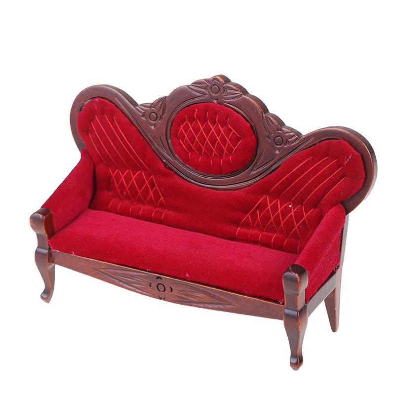 1:12 Кукольный миниатюрный мягкий двойной диван для кукол, кукольная мебель, игрушка для сюжетно-ролевых игр