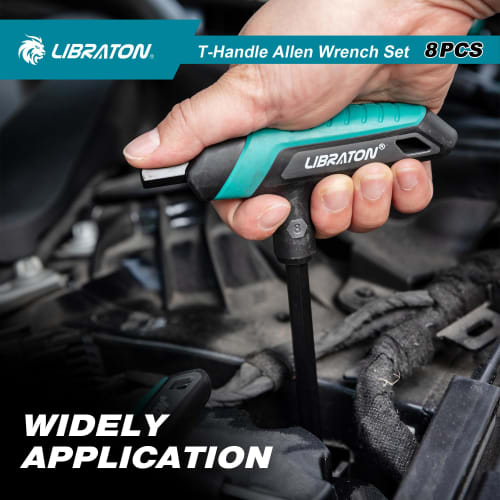 LIBRATON Hex Wrench Set, T-Handle Hex Wrenches, Metric Sizes 2, 2.5, 3.0, 4.0, 5.0, 6.0, 8.0, and 10mm, 8-Piece Set, Hex Key Wrenches, Bicycle Repair